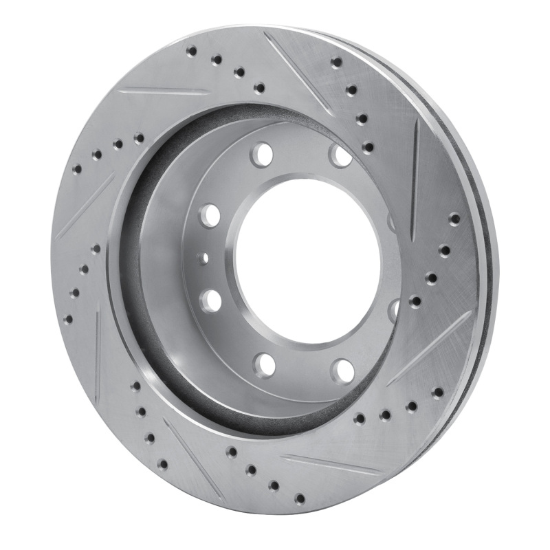 Chevrolet Express 3500 Brake Rotor (1) - Front Left - R1 Concepts - Drilled & Slotted - Silver - `01-`25